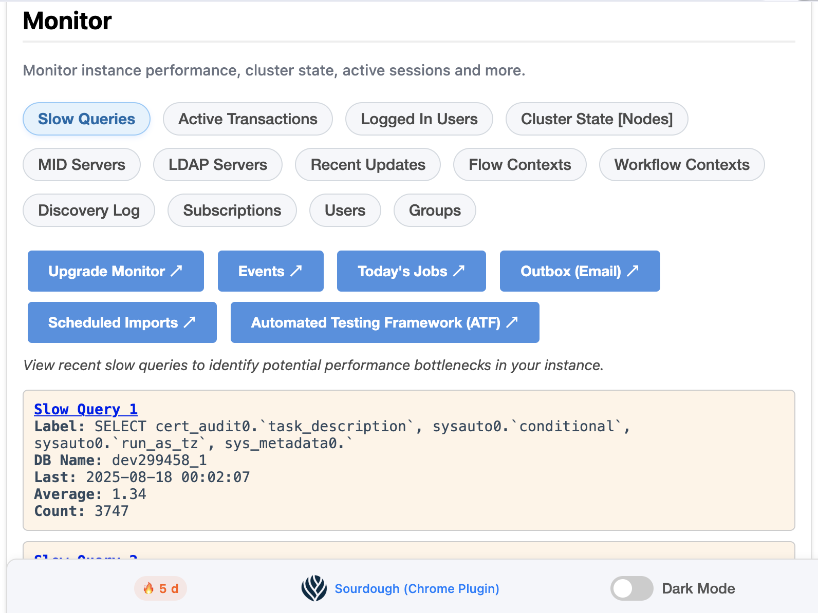 Sourdough - slow queries and slow jobs performance monitoring