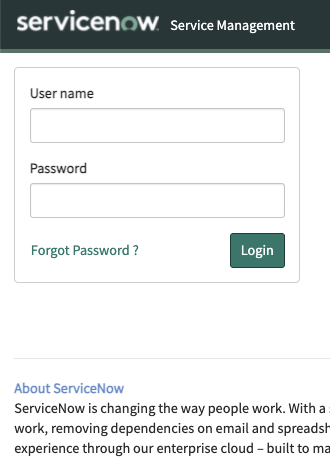 servicenow login page via the side door