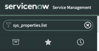 system property in servicenow through the application navigator
