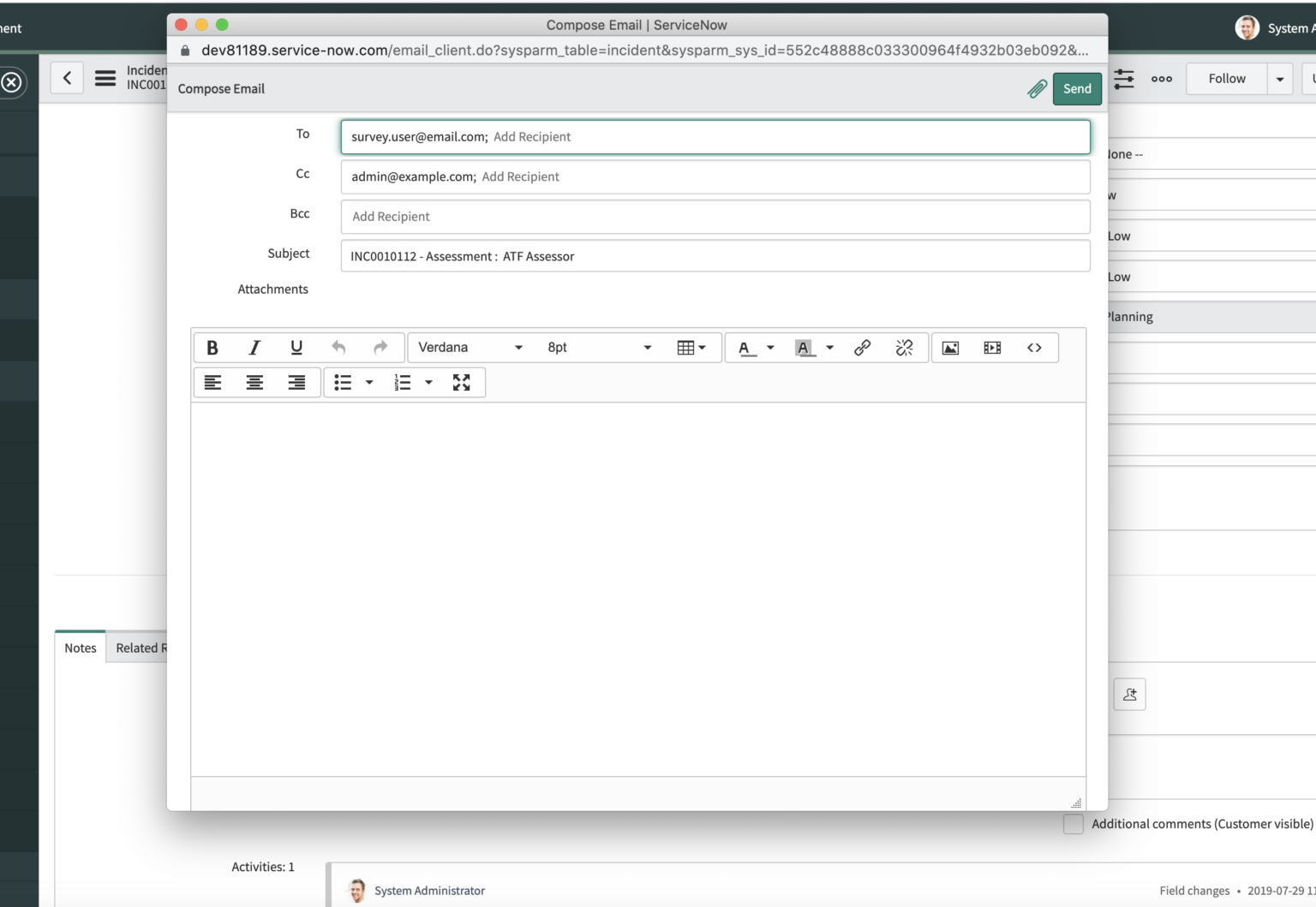 Add The Email Client To Any Application in ServiceNow The Snowball