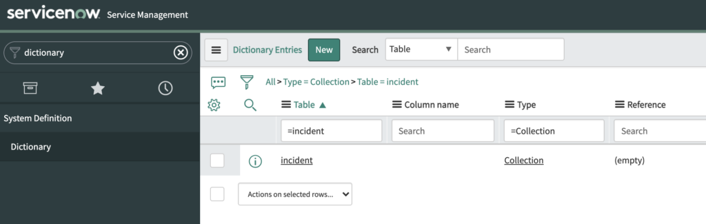 incident dictionary record