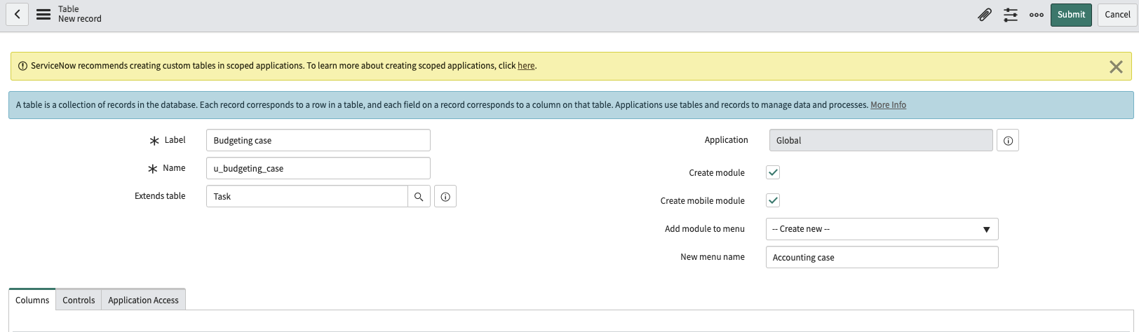 How To Create A Table In ServiceNow - The Snowball