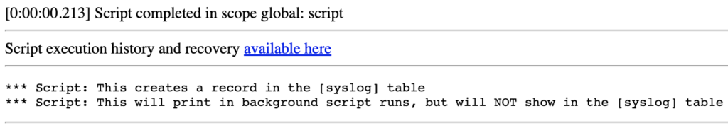 background script log output