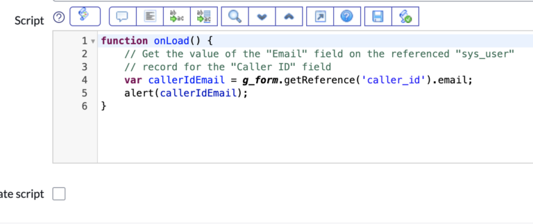 servicenow use g_form.getReference() in a client script to access fields on different tables, connected by reference field
