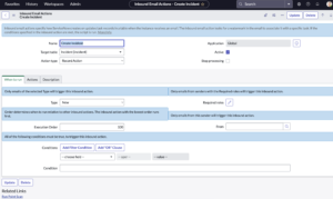 inbound email action to create incident servicenow
